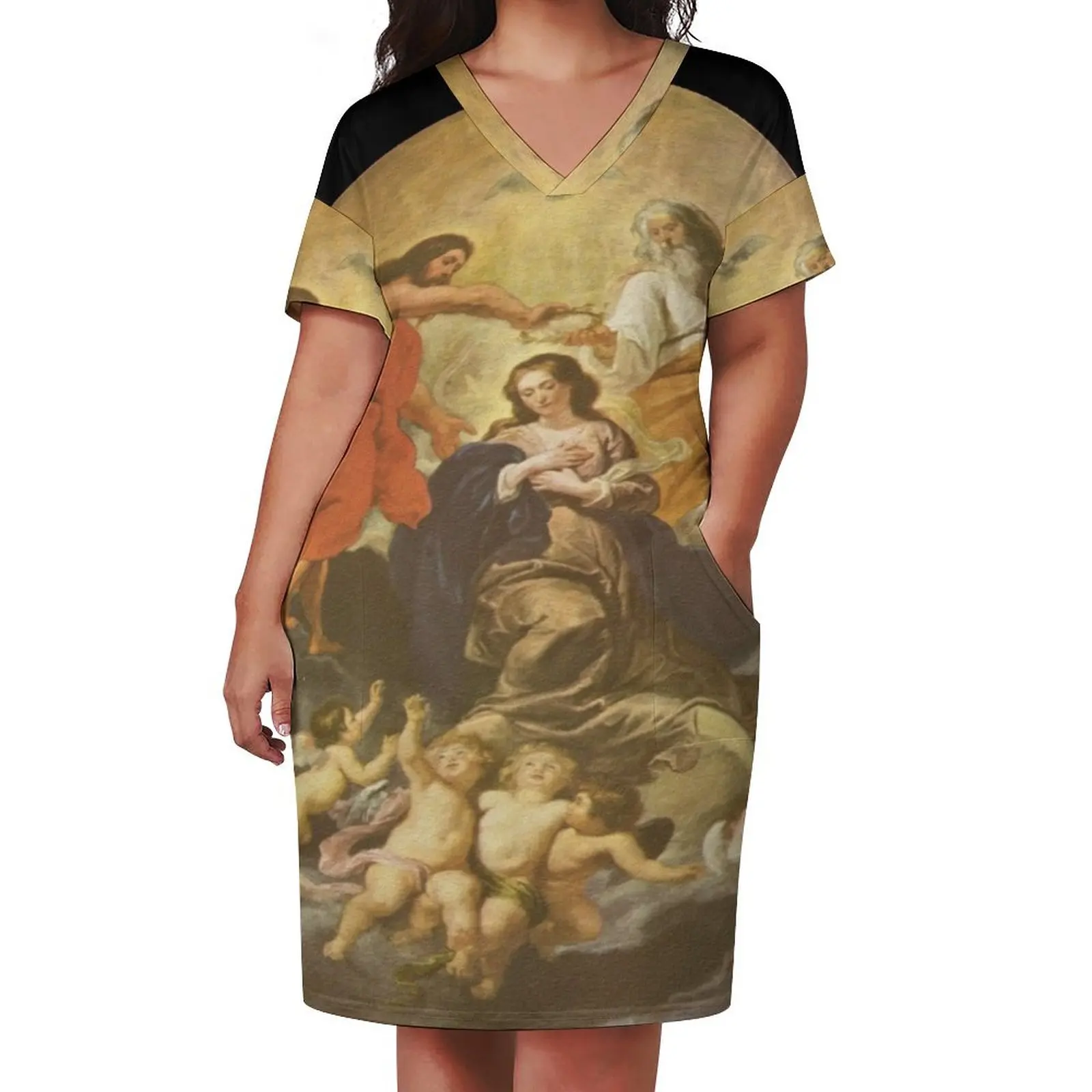 Assumption Of Mary Holiday Loose Pocket Dress clothes dress for women