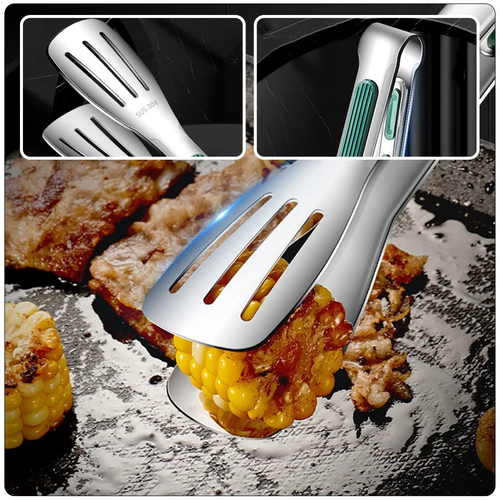 

Stainless Steel Food Tongs 9 Inch BBQ Grill Pliers Anti Scalding Multi function Barbecue Clip Outdoor Cooking Tool