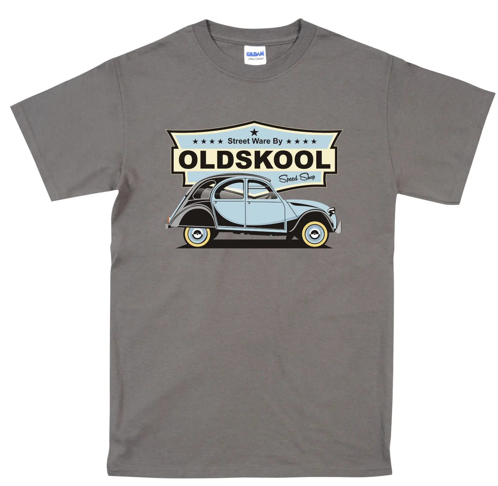 T shirt Featuring  Car Citroen 2CV Oldskool speed Shop Retro Design