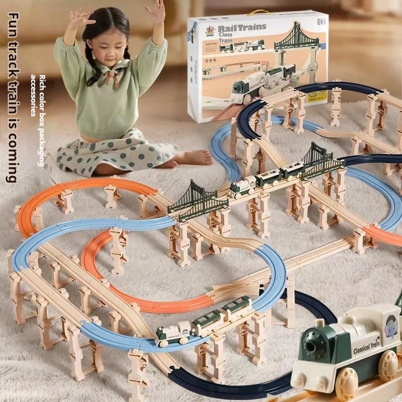 

DIY Electric Assembly Rail Car Toy Set Puzzle Versatile Block Assembly Small Train Track Educational Toy for Children