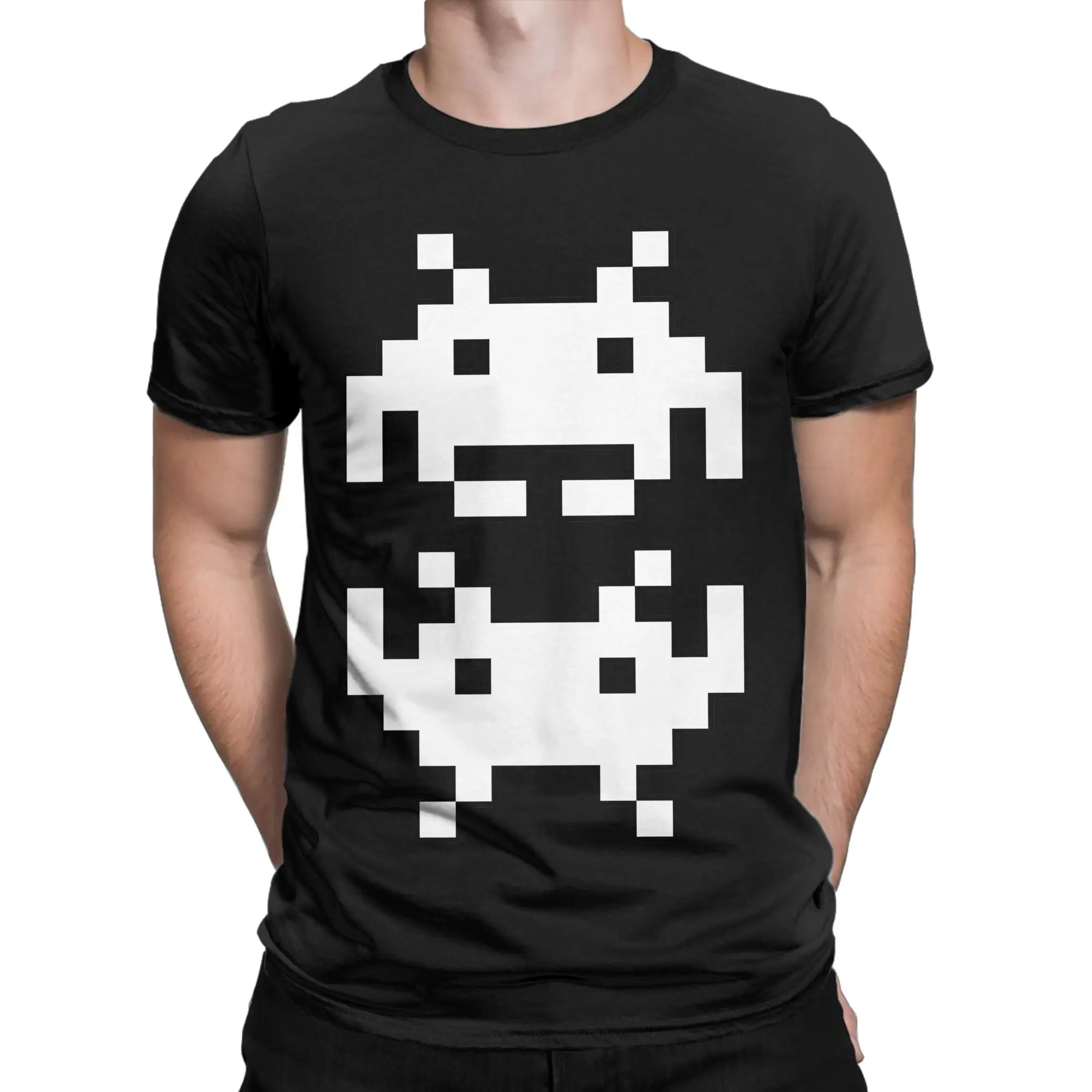 Space Invaders T Shirt 100% Cotton Vintage T-Shirt Crew Neck Retro Gamer Pixel Art Tee Shirt Short Sleeve Clothing Adult