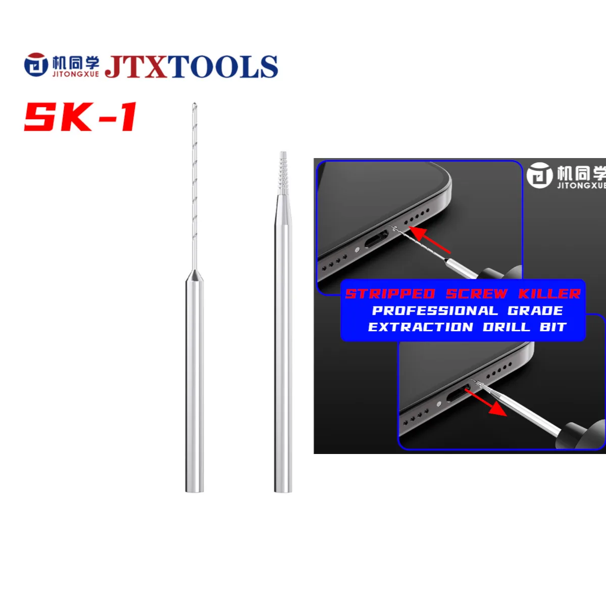 

JTX SK-1 Screw Extractor High Hardness Twist Drill Bit for Stripped Screws Removal Twist Drill Bit Screw Grinding Removal Tools