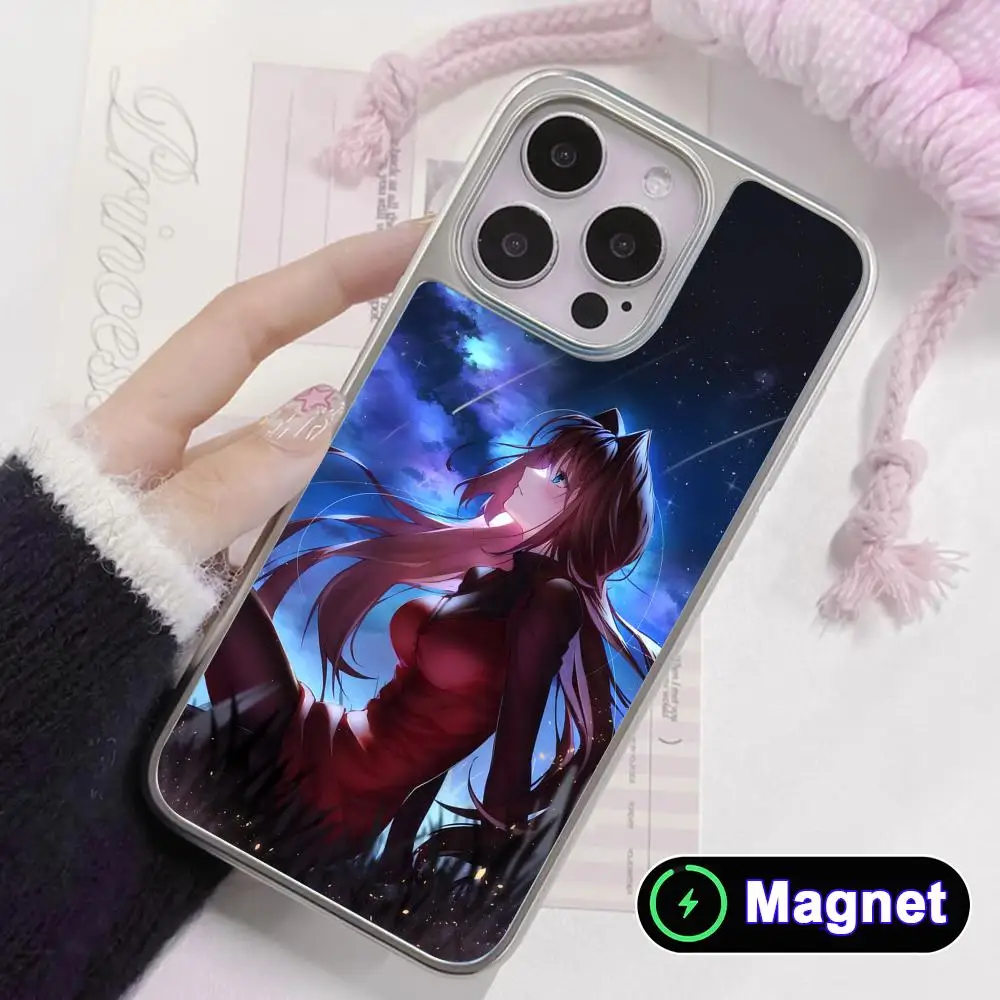 

Mahou Aozaki Aoko Silver Plating Magsafe Mobile Phone Case for iPhone 17 16 15 14 13 12 11 Air Pro Max Plus Colorful Cover