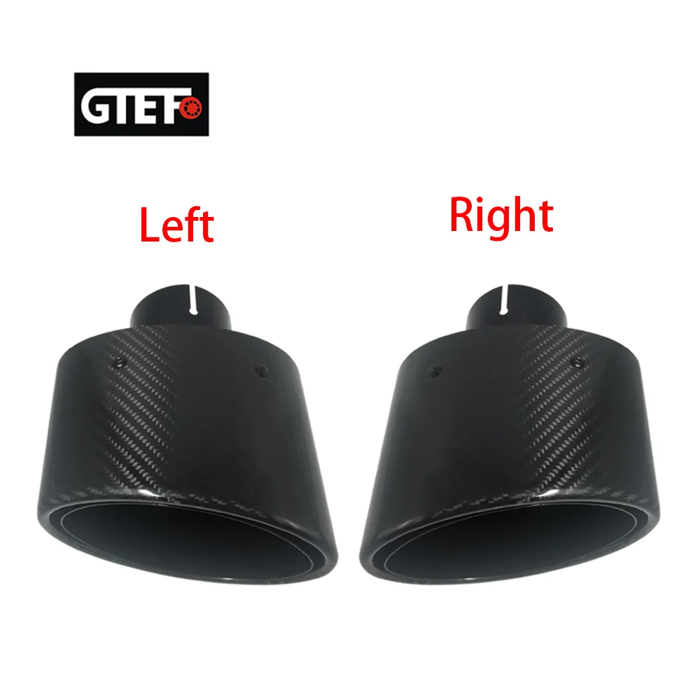 GTEFO 1 stücke Universal Auto Auslass Ändern Glänzend Schwarz Oval Carbon Faser Edelstahl Auspuffanlage Rohr Tipps Schalldämpfer 150*90