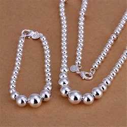 High quality 925 sterling silver fine Buddha beads Bracelets necklace Jewelry set for Women man Fashion Party wedding Gifts