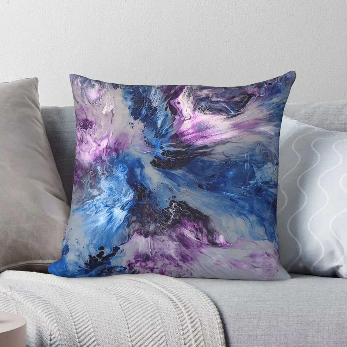 Abstract Grey Purples Square Pillowcase Polyester Linen Velvet Pattern Zip Decor Throw Pillow Case Home Cushion Cover