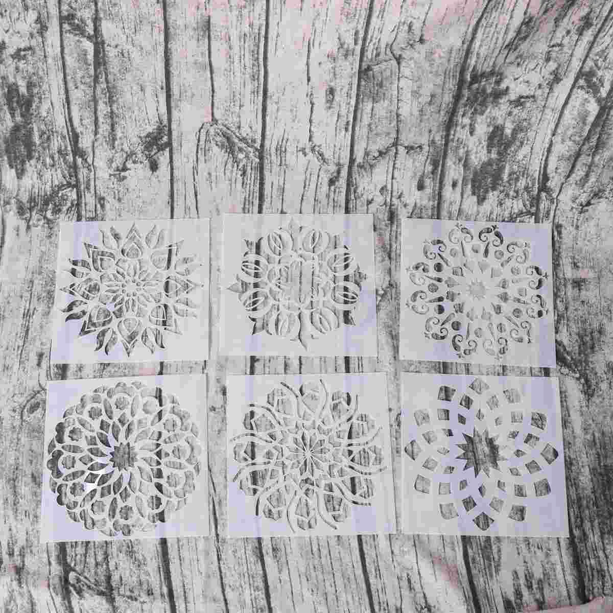 6PCS Premium Reusable Stencils Set Hollow out Mandala Painting Stencil for Painting Drawing Style A Flower Stencils