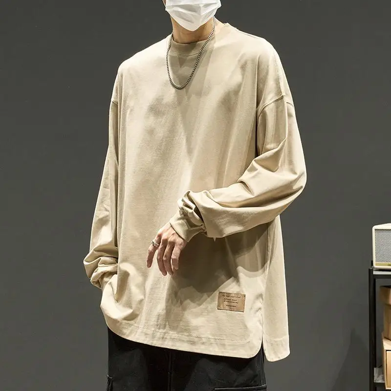 

T Shirt for Men Oversize Korean Luxury 2025 Polyester New Sweatshirts Clothing Full Sleeve Elasticity Round Neck Man Pullovers