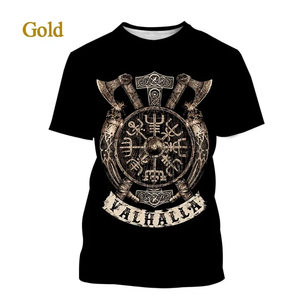 2023 Summer Fashion Viking Odin Men\'s 3D Printed T-shirt Harajuku Short Sleeve T-shirt Unisex Casual Top