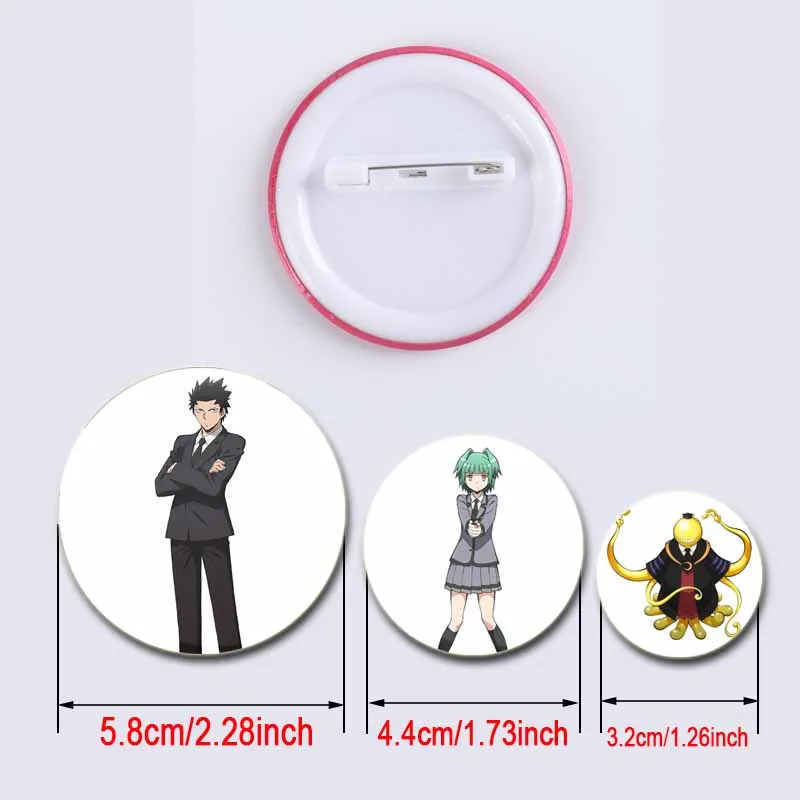 58mm Anime Assassination Classroom Round Pins Cartoon Character Badges Cosplay Handmade Tinplate Brooch for Clothes Decoration