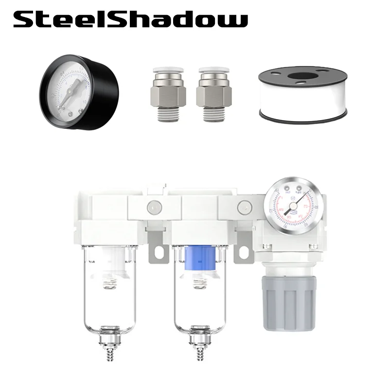 

CFFW AC2110-02 Pneumatic Double Filtering 3 In 1 Air Filter Pressure Regulator FRL Combination With The Auto Drain Unit