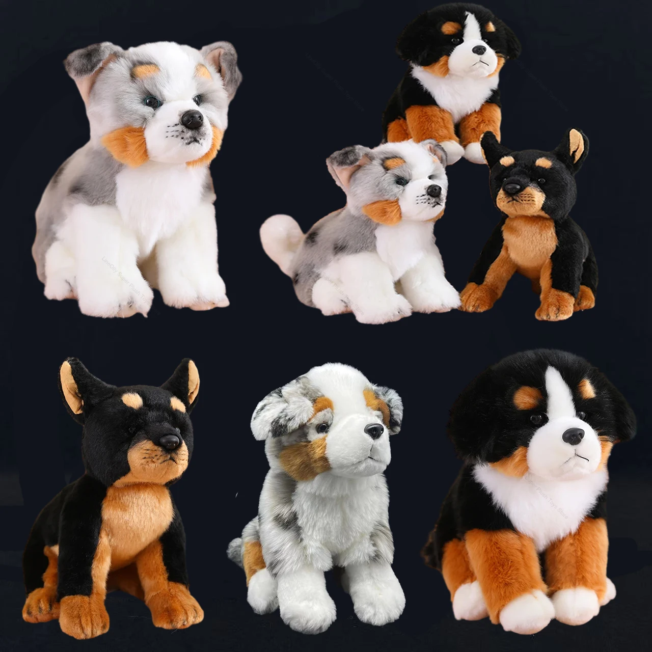 Simulatie Puppy Dingoes Doberman Bernese Berg Plushie Pop Zacht Gevuld Real Life Pluizig Dier Hond Knuffel Voor Kinderen Cadeau