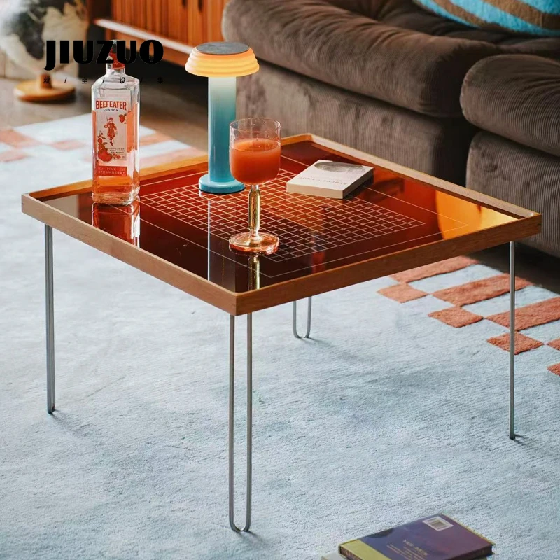 Medieval Nordic simple cherry wood medieval coffee table square coffee table