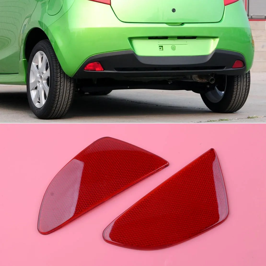 1Pair ABS Red Car Rear Fog Light Reflector Fit For Mazda 2 Demio 5 Door Hatchback 2015 2016 2017 2018