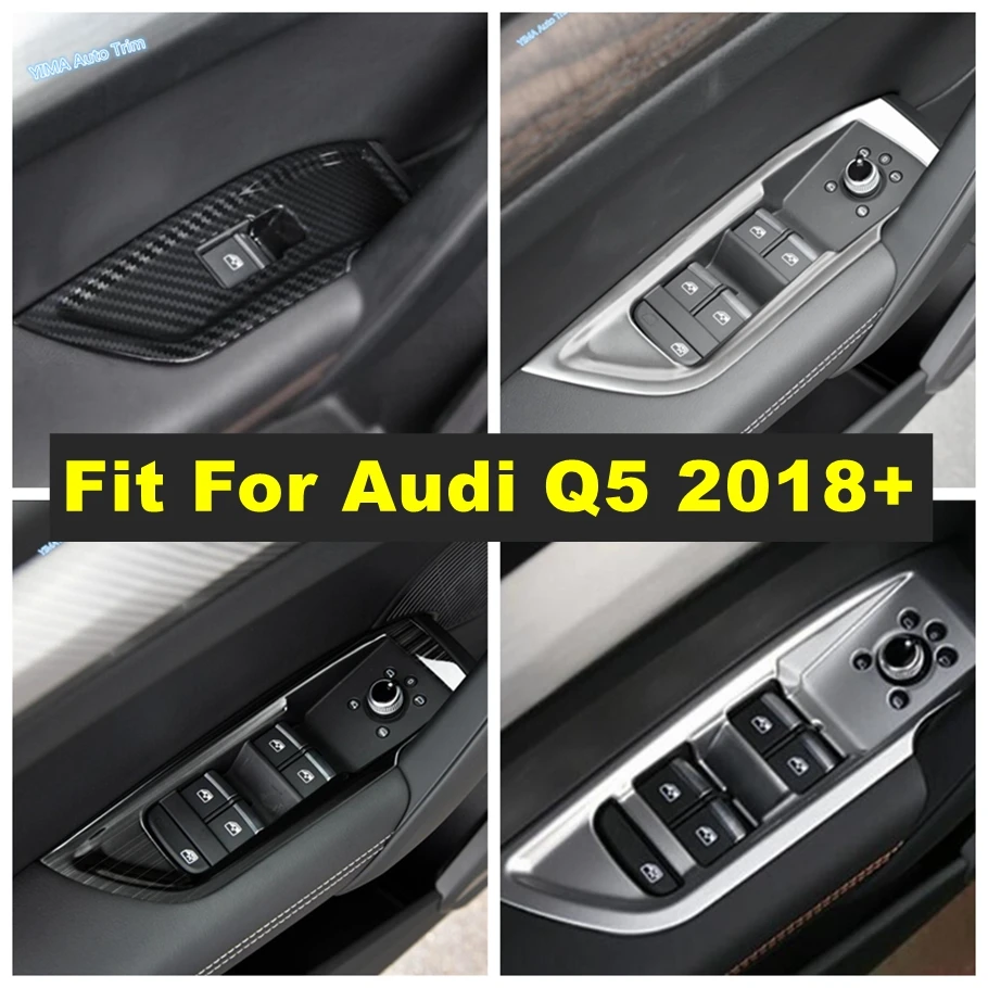 

Carbon Fiber / Matte Car Door Armrest Window Glass Lift Button Switch Interior Accessories Cover Trim For Audi Q5 2018 - 2022