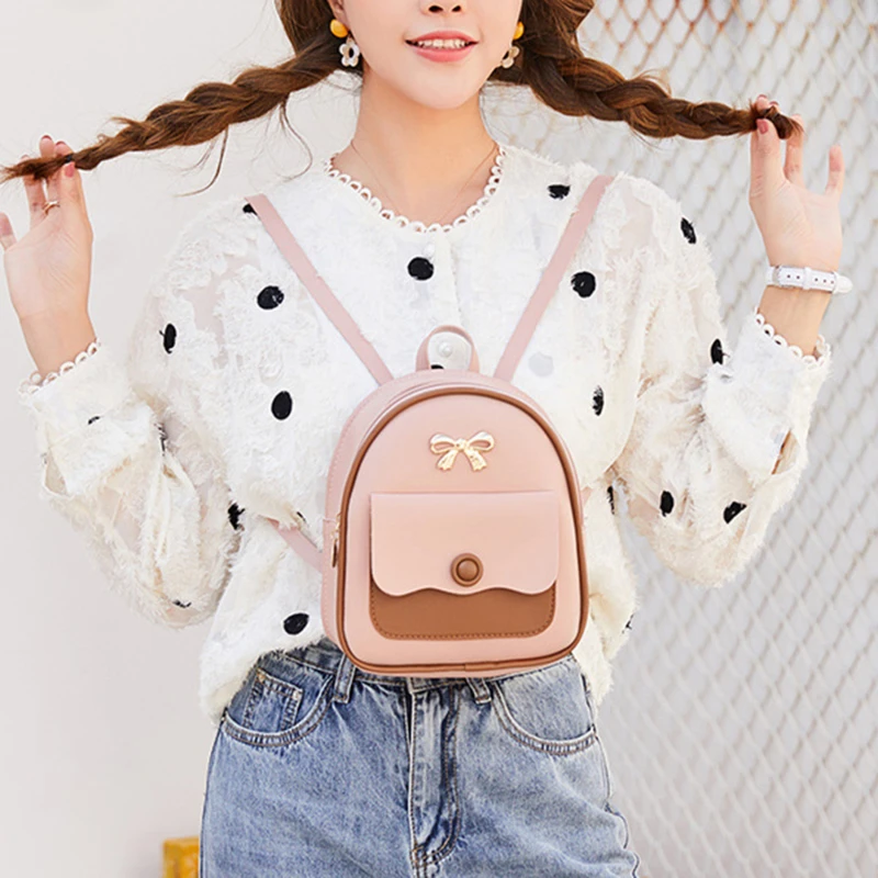 Fashion New Korean Style Mini Backpack Small Backless Bag Multi-Functional Girls' Small Backpack Travel Tote Small Backpack