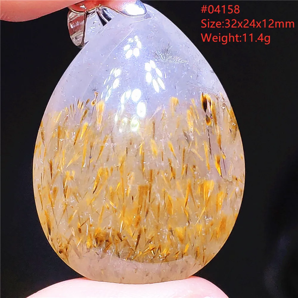 Natural Cacoxenite Gold Rutilated Pendant Necklace Jewelry Water Drop Gemstone Auralite 23 Bead From Canada AAAAAA