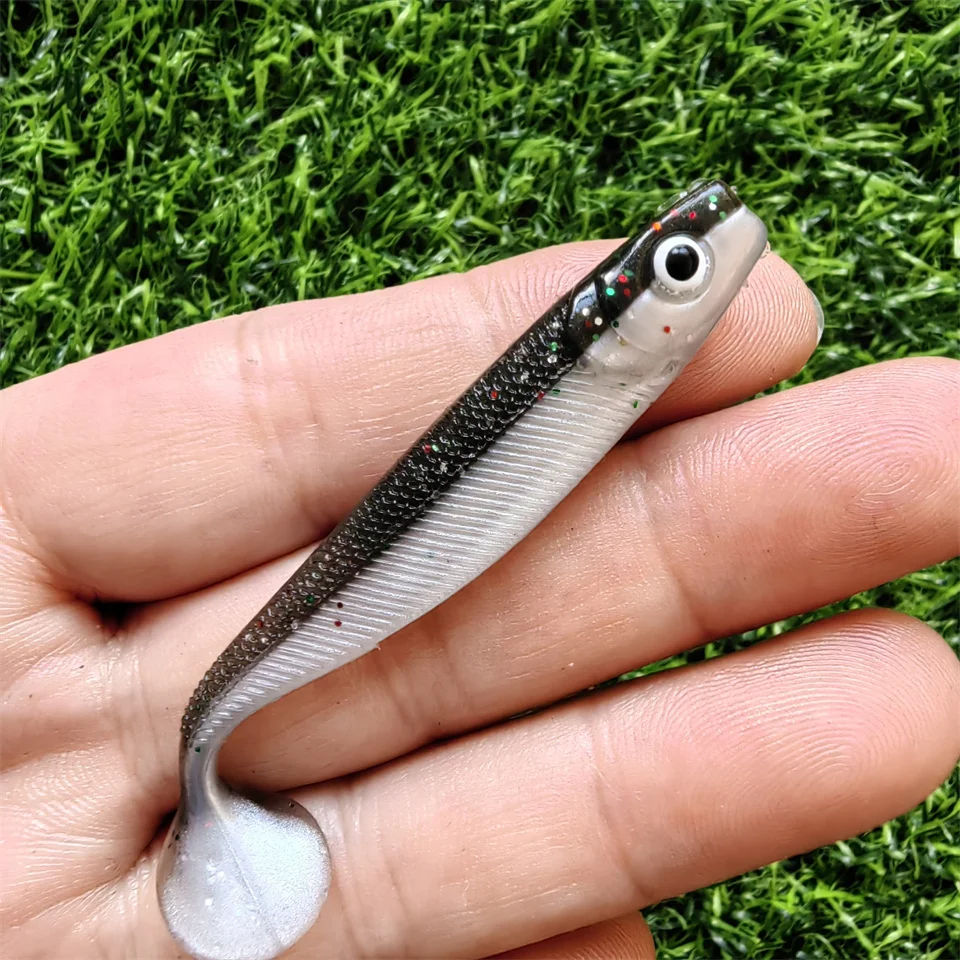 MUKUN 10 Stück 60 mm 2 g weiche Köder Köder Angelköder Leurre Shad Doppelfarbiger Silikonköder T-Schwanz – Detail 10