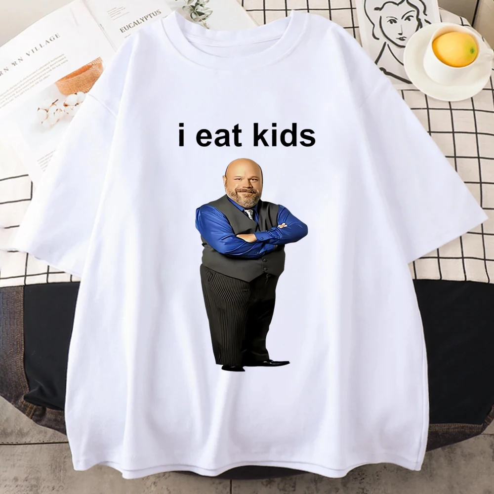 Bertram Eats I Eat Kids print T shirt Men Women funny High Quality t-shirt harajuku Loose Pure Unisex O-Neck clothing