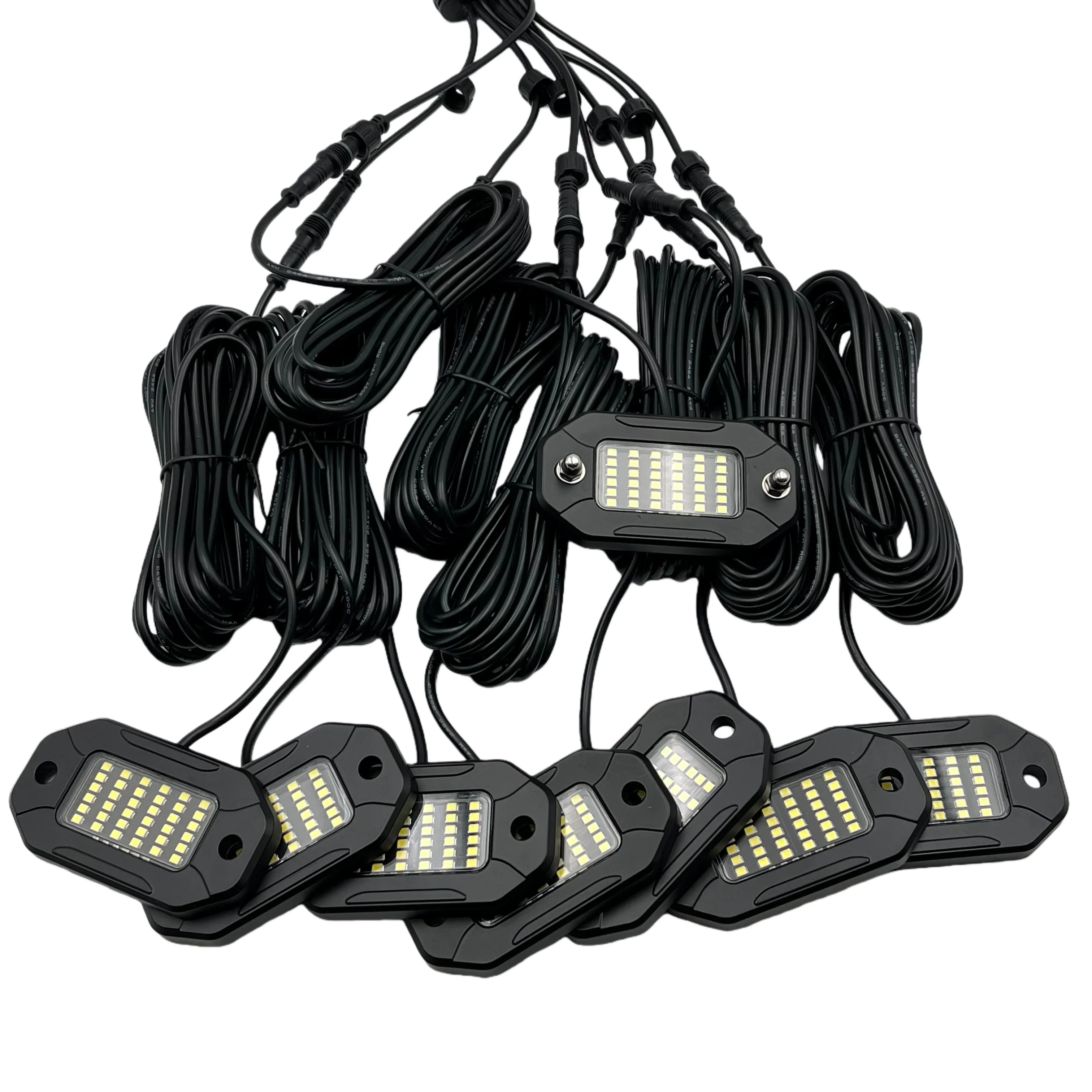 

8 PCS Max 36 LED 12V White IP68 Waterproof APP LED Rock & Corner Light for Truck Cars ATV