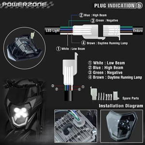 Powerzone دراجة نارية LED مصباح أمامي مصباح أمامي هدية مصباح رأس ل KTM 2021 EXC 2022 EXC SXF MX الترابية الدراجة Enduro LED المصباح الأمامي أعلى 6 مبيعات KTM LED Grimace - رقم 5