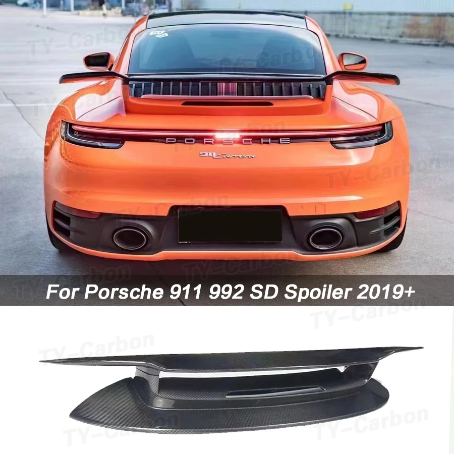 

Real Carbon Fiber Car Rear Trunk Wing Spoiler For Porsche 911 992 Rear Wing Trunk Lip Spoilers Wing Car Body Kit FRP SD Style