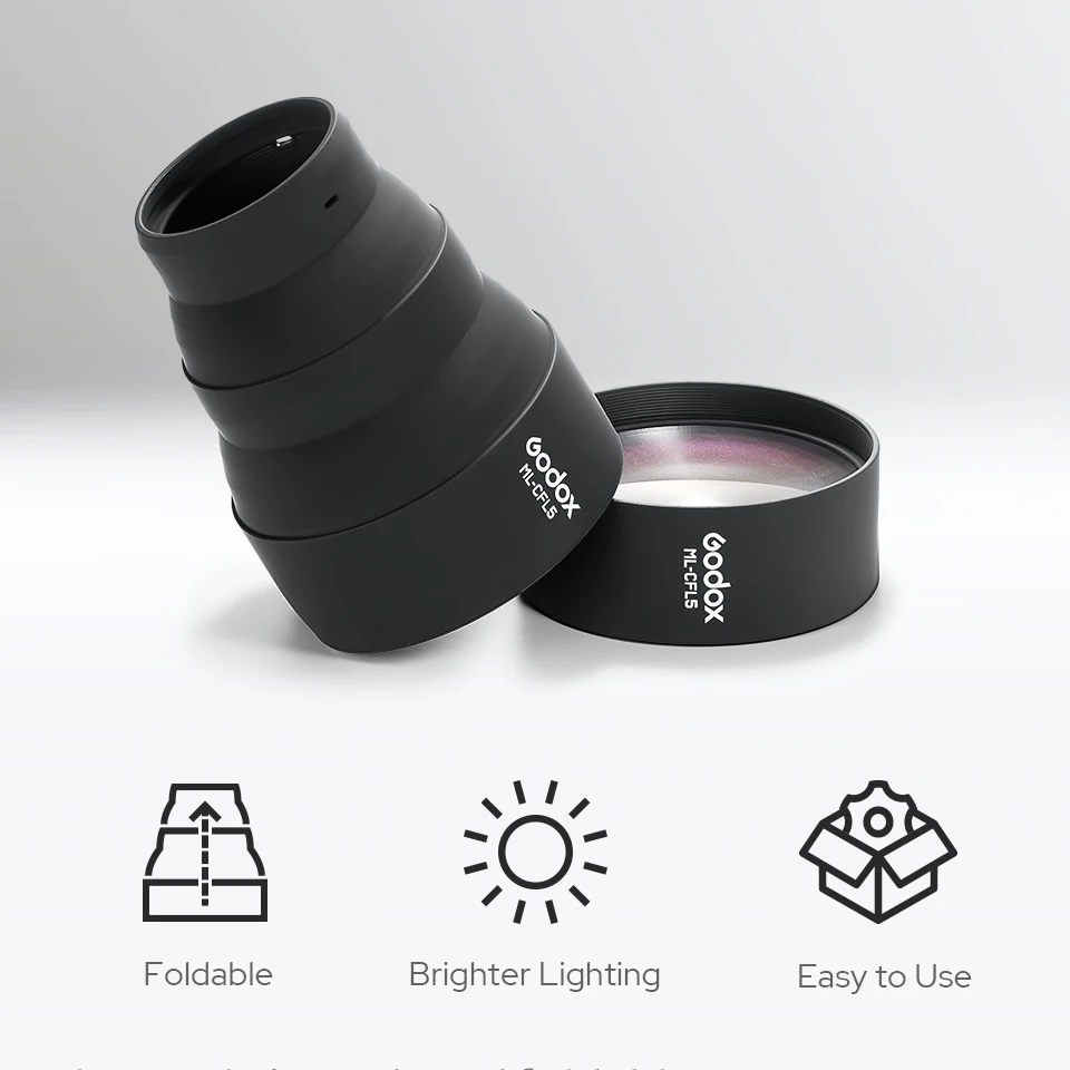 Godox ML-CFL5 عدسة فريسنل القابلة للطي ملحقات إضاءة التصوير الفوتوغرافي إضاءة أكثر إشراقا قابلة للطي سهلة الاستخدام لـ ML100R