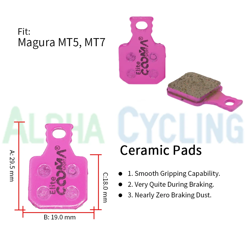 4 Pairs Ceramic Bicycle Disc Brake Pads for Magura MT5 MT7 Caliper, Elite Class, Resin