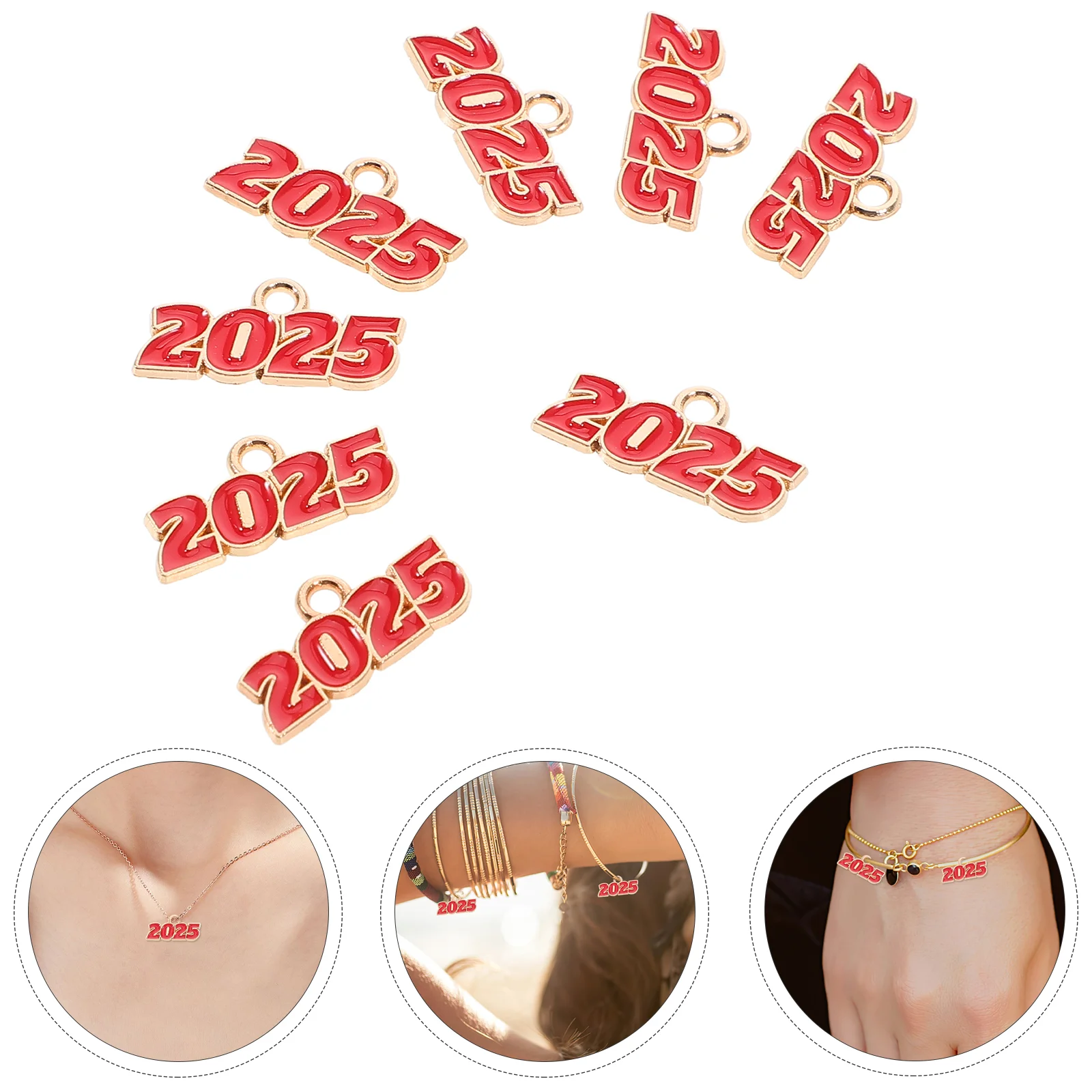 20 Pcs 2025 Pendant Metal Number Charms for DIY Christmas Jewelry New Year Making Supplies Keychain Vintage