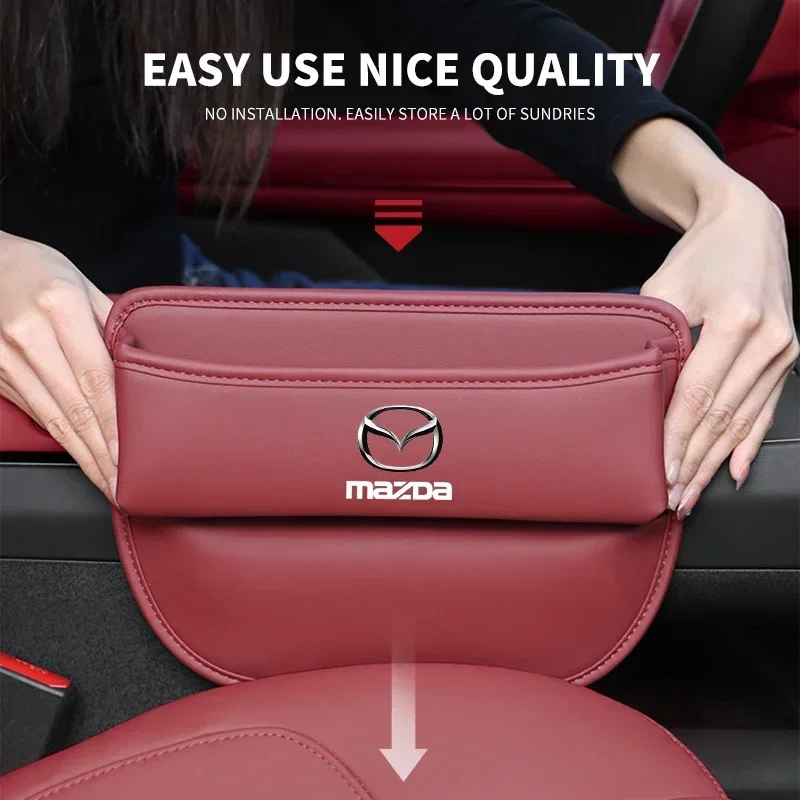 قسط مقعد السيارة الفجوة المنظم محكم بولي Leather الجلود الجبهة مقعد حقيبة التخزين لمازدا 2 3 MS CX5 CX3 MX5 RX8 مقعد الفجوة صندوق تخزين