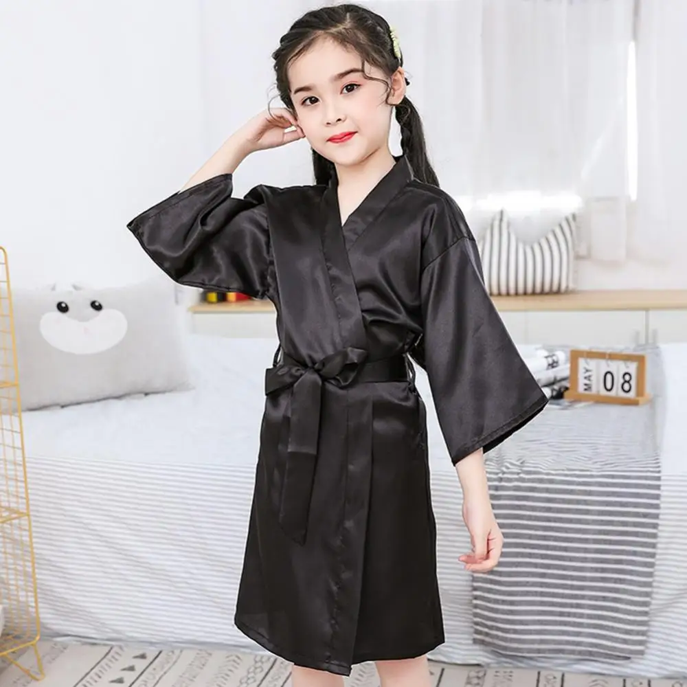 Kids Bathrobe Girls Silk Robe Satin Robe Children Satin Sleepwear Dressing Gown Summer Sleepwear Boys Girls Pajamas Bath Robe