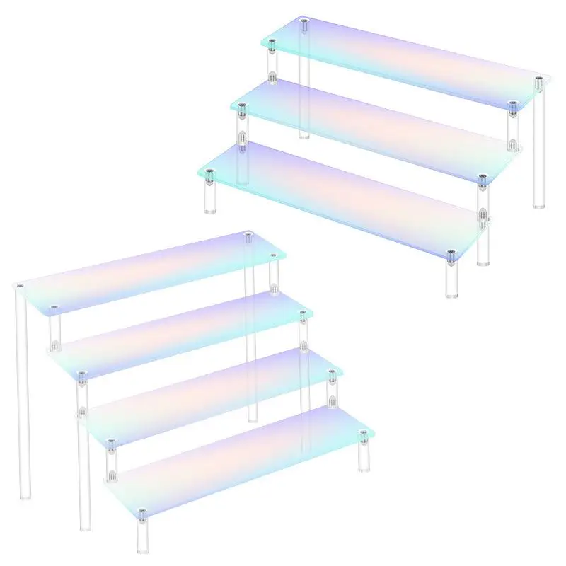 

Acrylic Colorful Blind Box Storage Display Racks Multi-Layer 20/30/40X8cm Trapezoidal Figurine Display Rack Home Storage Holders