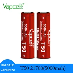 Duża pojemność oryginalny 21700 Vapcell T50 5000mah 20A/35A akumulator 3.7V bateria litowo-jonowa INR21700 VS LGM50/Samsung50E