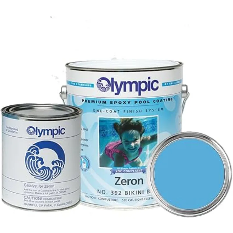 Pool Paint Zeron Bikini Blue 1 Gallon Two-part Epoxy Swimming Pool Paint One coat For Plaster, Fiberglass