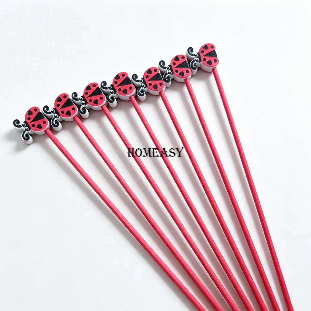 10Pcs Ladybird Shaped Reed Diffuser Sticks High Absorption Volatile Rods, Home Decor Aromatherapy Replacement for Air Freshener