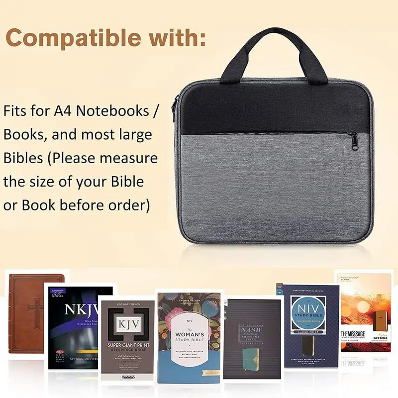 Bible Bag Waterproof Print Canvas Cover for Study Bible Jesus Zippered Pocket for Christmas Thanksgiving Easter Good Friday