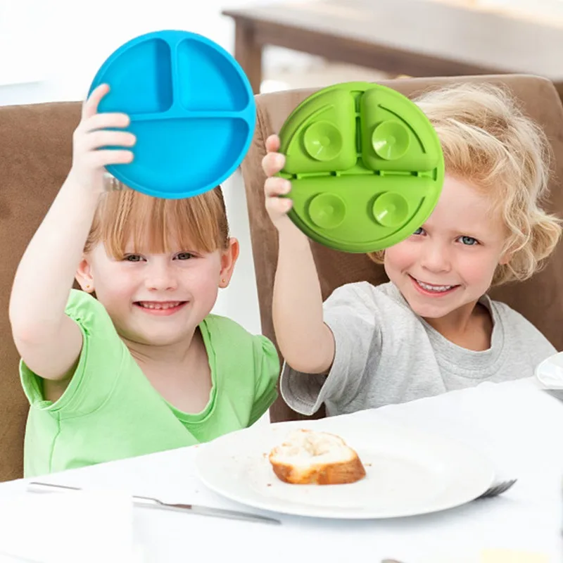 

Baby Silicone Dining Plate Kids Feeding Plate Sucker Bowl Solid Smile Face Children Dishes Toddler Training Tableware BPA Free
