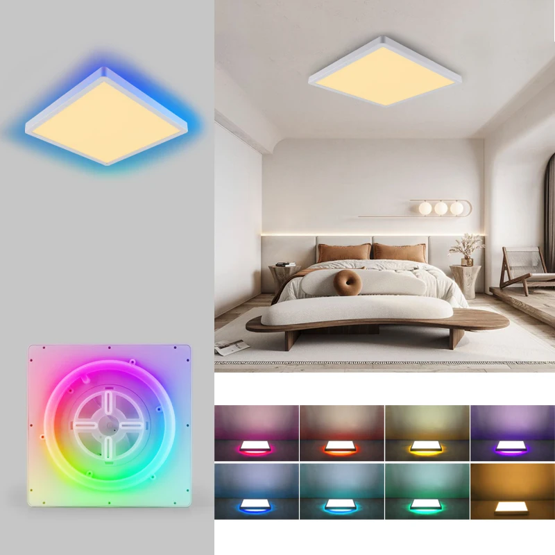 WiFi Smart Ceiling Light With Tuya APP/Alexa/Google RGB Dimmable Indoor LED Ceiling Lights Remote Control Voice Functional Party