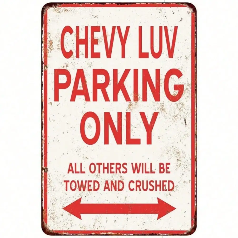 Vintage Chevy Luv Parking Only Sign - Retro Aluminum Metal Wall Decor For Garage Man Cave - 12x18 Inch