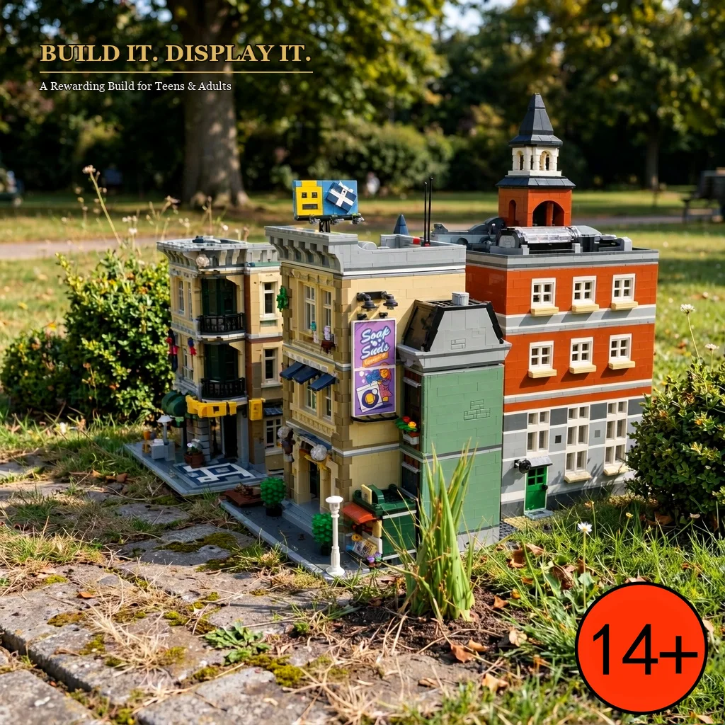 Long-Haul Build Challenge City Civic Quarter Building Collection Police Station City Hall Town Square and Department Store Steady-Progress Build Police Precinct Brick Kit Gift for Adult Town Fans