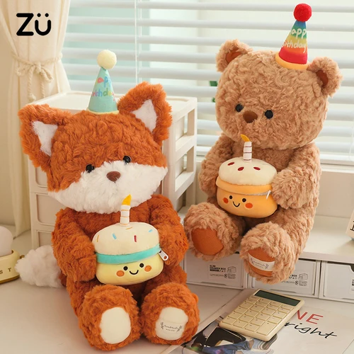 하이 퀄리티 생일 선물 봉제 장난감, 부드러운 귀여운 곰 여우 인형, 케이크 장식, 여자 친구를 위한 프로포즈 서프라이즈 선물 