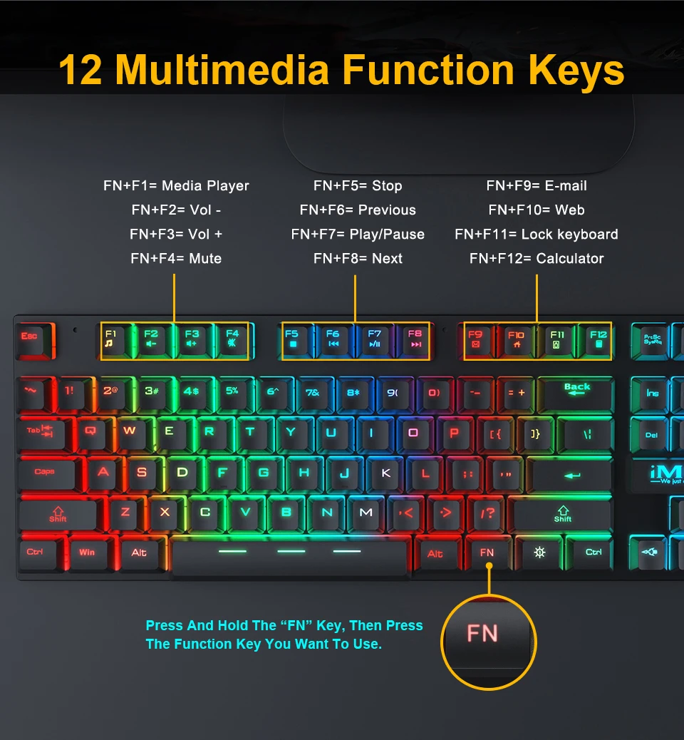 Gaming Keyboard Wired Gamer keyboards With RGB Backlit 104 Rubber Keycaps Russian Ergonomic USB Keyboard For PC Laptop