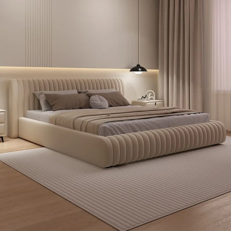 

Master bedroom bed Italian Internet celebrity double leather high-end atmospheric storage soft bag wedding bed