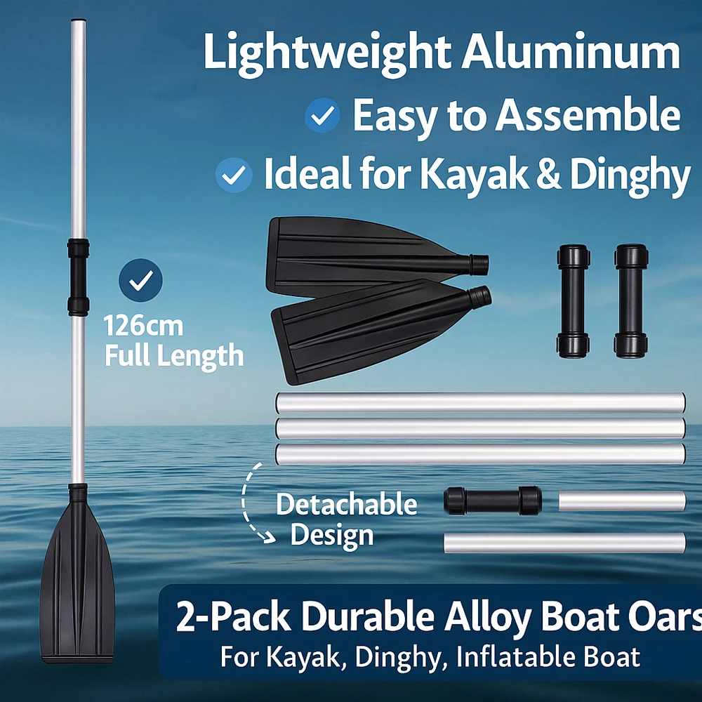 2PCS 126 centimetri In Lega di Alluminio Barca Remi Set Staccabili Pagaie Leggere Per Gommone Kayak Canoa Gommone