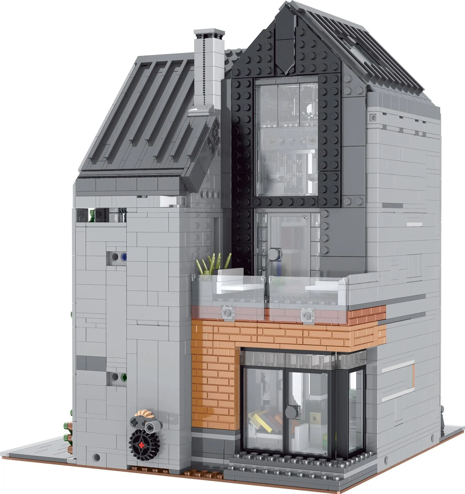 재고 있음 스트리트 뷰 현대 도서관 모델 아이디어 빌딩 블록 2734Pcs Moc 벽돌 어린이 선물 세트 011001