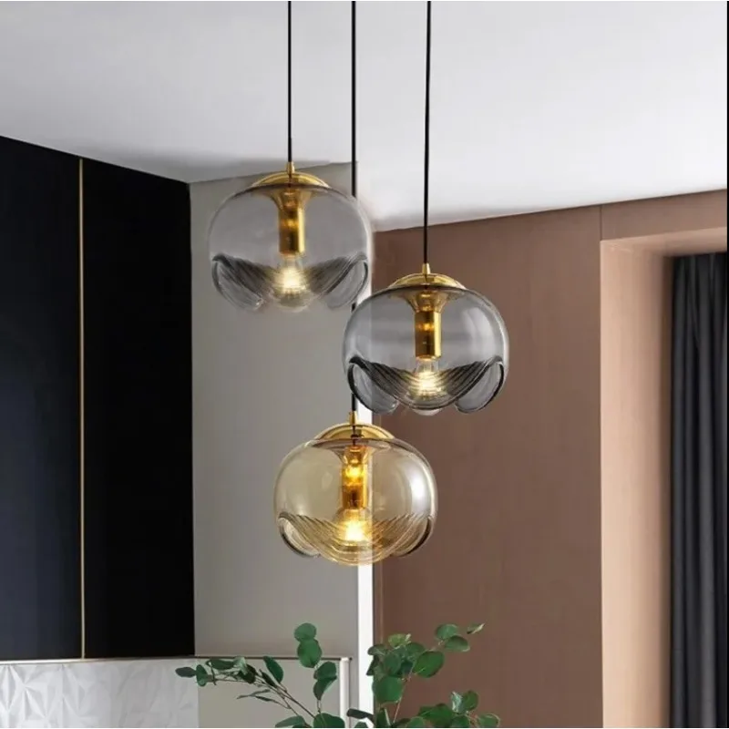 Glass chandelier Modern minimalist restaurant Designer living room Bar aisle Bedroom Single head chandelier Light luxury