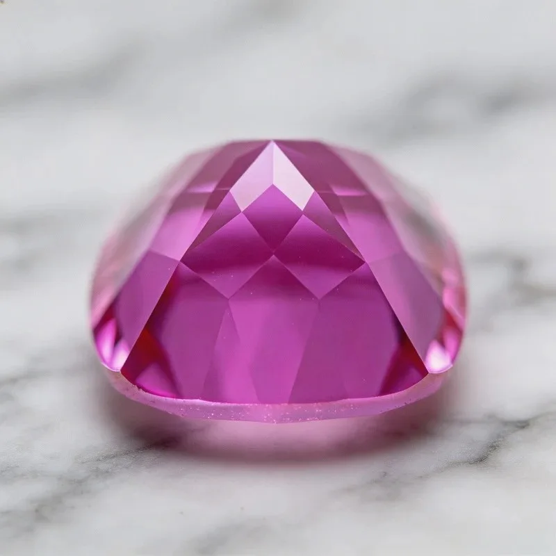 Top Lab Grown Sapphire Cushion Shape Hot Pink Color Gemstone for DIY Charms Ring Necklace Earrings Making Selectable Certificate