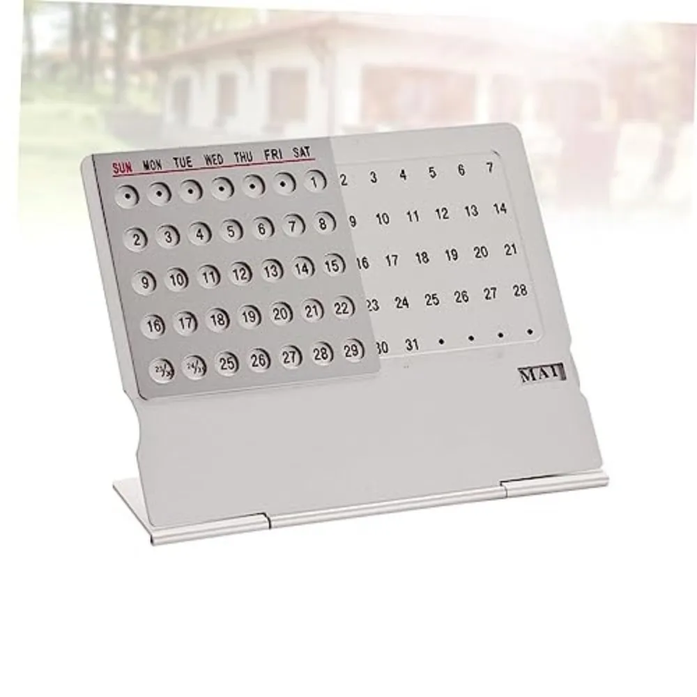 

Manual Setting Desk Calendar Mini Aluminum Alloy Standing Monthly Desktop Calendar Adjustable Repeatedly Use Perpetual Calendar