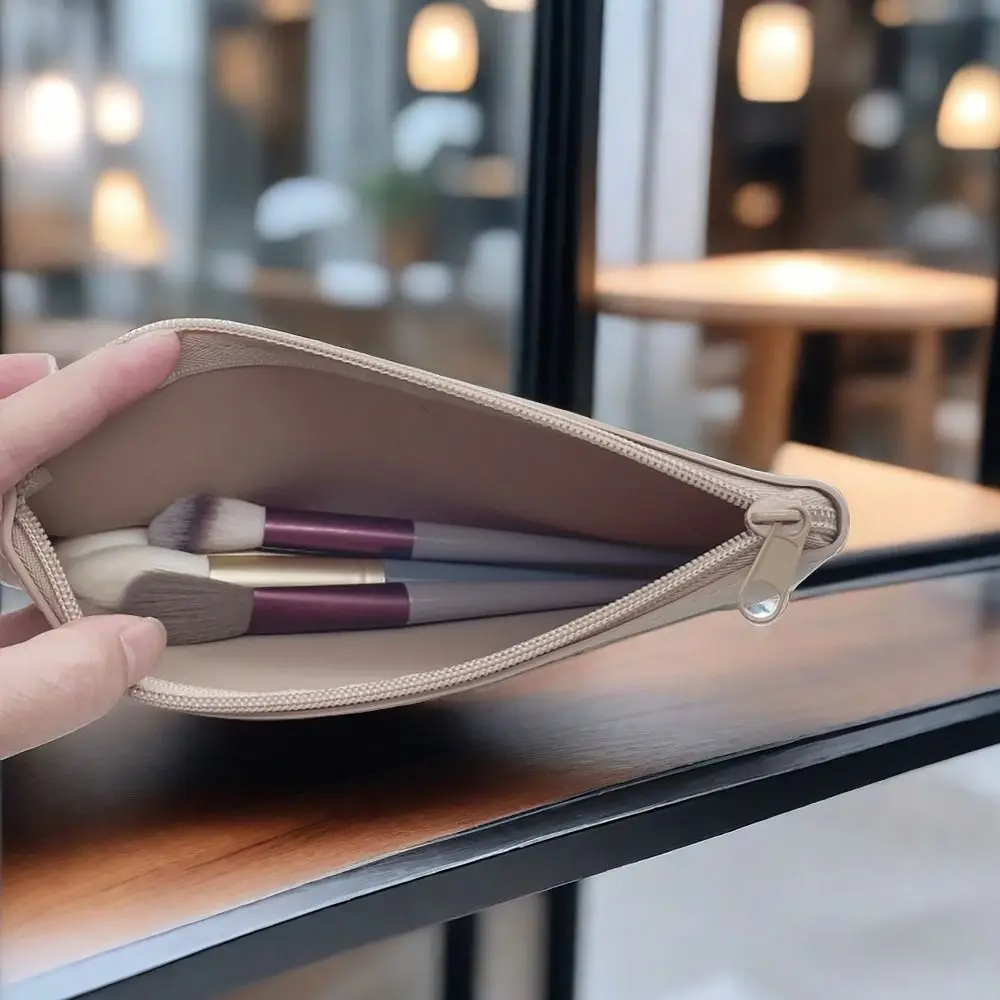 Prosty silikonowy organizer kosmetyczny, wodoodporna, gładka kieszeń podróżna na zamek błyskawiczny, portfel, portmonetka dla studentów.