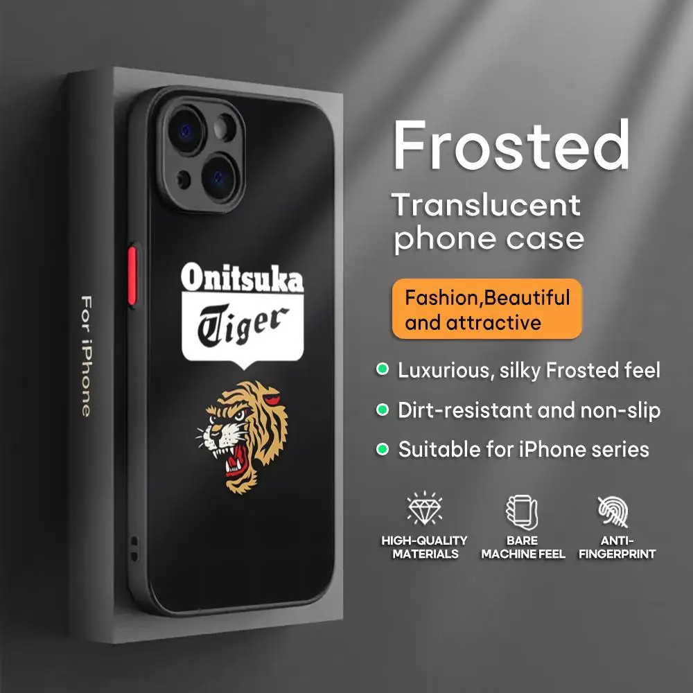 O-Onit-suka T-iger LOOG Brand Phone Case For iPhone16 15 14 13 12 11 XS XR Plus Mini Pro Max Drop-proof Frosted Translucent